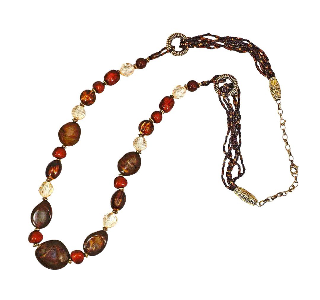 Long Brown Boho Statement Necklace - Image 2