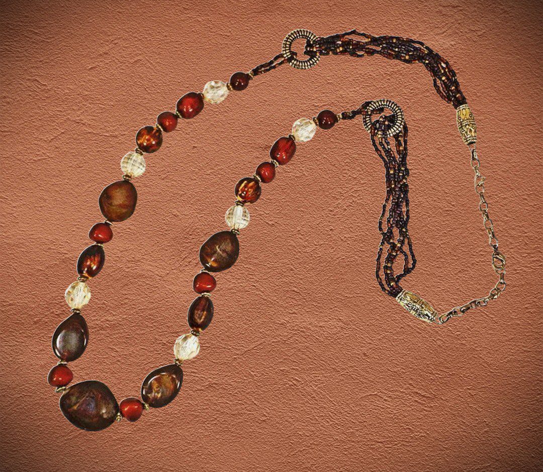 Long Brown Boho Statement Necklace - Image 16