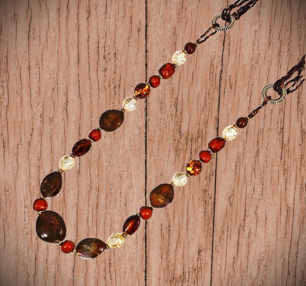 Long Brown Boho Statement Necklace - Image 14
