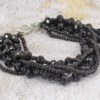 BLACK GLASS AND SEED BEAD MULTI STRAND BRACELET - Image 2