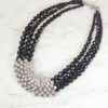 CLEAR CRYSTAL AND BLACK BEADED STATEMENT NECKLACE - Image 3