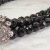 CLEAR CRYSTAL AND BLACK BEADED STATEMENT NECKLACE - Image 5