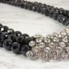 CLEAR CRYSTAL AND BLACK BEADED STATEMENT NECKLACE - Image 8