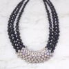 CLEAR CRYSTAL AND BLACK BEADED STATEMENT NECKLACE - Image 7