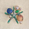 STARFISH BROOCH PIN WITH PEARLS AND CRYSTALS - Image 2