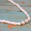 WHITE SHELL NECKLACE WITH FRESH WATER PEARLS - Image 3