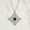 BLUE AND CLEAR CUBIC ZIRCONIA STONE PENDANT - Image 6