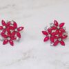 LARGE RED CRYSTAL FLOWER EARRINGS - Image 2
