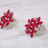 LARGE RED CRYSTAL FLOWER EARRINGS - Image 3