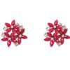 LARGE RED CRYSTAL FLOWER EARRINGS