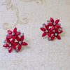 LARGE RED CRYSTAL FLOWER EARRINGS - Image 5