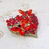 RED CRYSTAL HEART PIN WITH BUTTERFLIES AND FLOWERS - Image 2