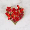 RED CRYSTAL HEART PIN WITH BUTTERFLIES AND FLOWERS - Image 4