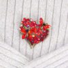 RED CRYSTAL HEART PIN WITH BUTTERFLIES AND FLOWERS - Image 5