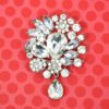 LARGE CLEAR CRYSTAL BROOCH PIN WITH FLOWERS - Image 7