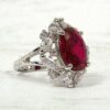 RED OVAL CUBIC ZIRCONIA STONE RING - Image 3