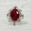 RED OVAL CUBIC ZIRCONIA STONE RING - Image 4