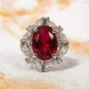 RED OVAL CUBIC ZIRCONIA STONE RING - Image 5