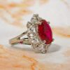 RED OVAL CUBIC ZIRCONIA STONE RING - Image 6