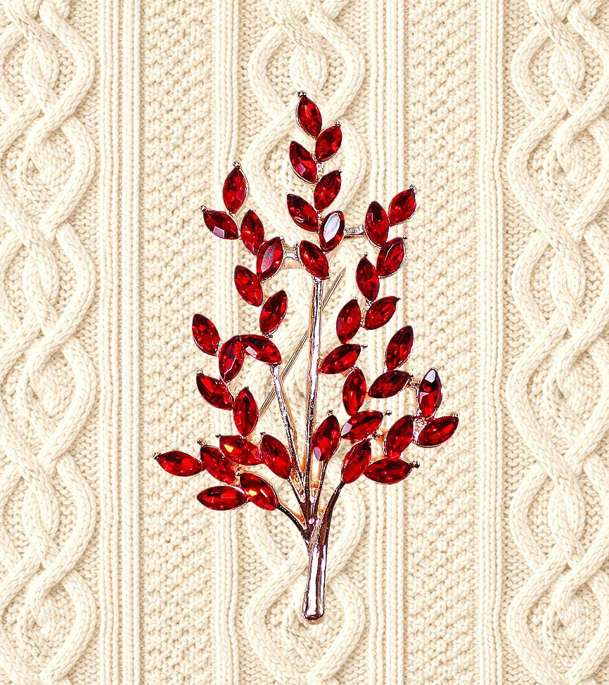 Red Crystal Tree Brooch - Image 2