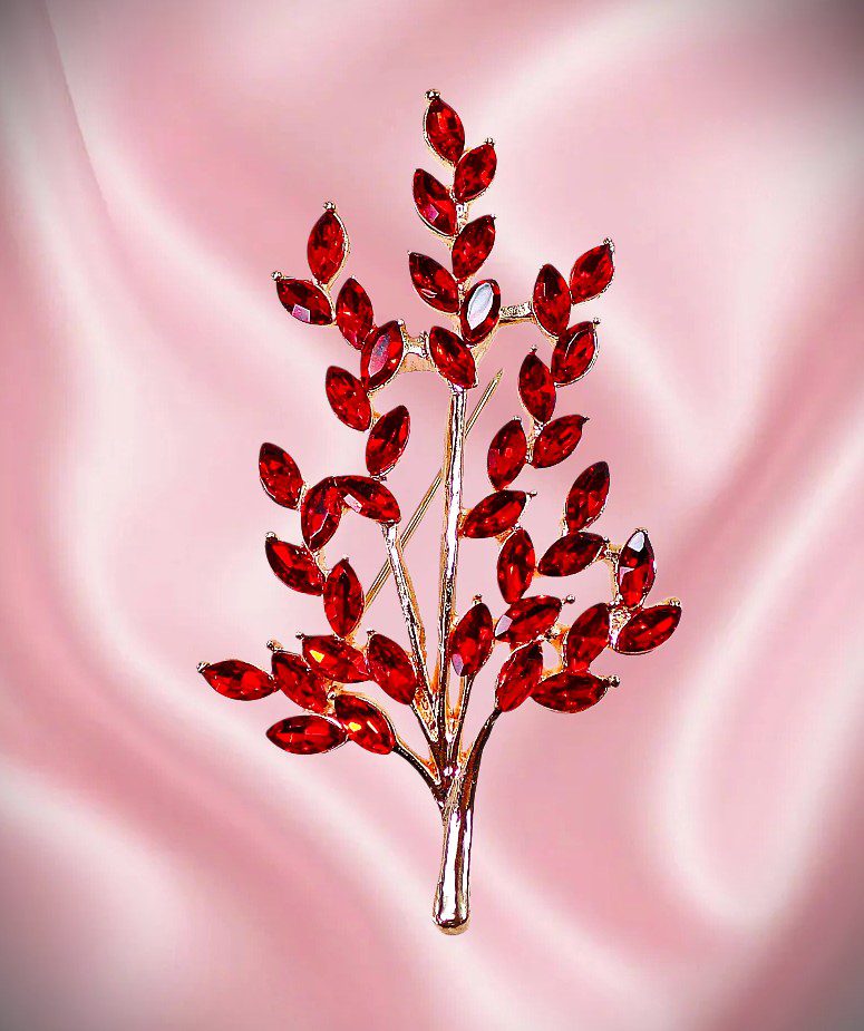Red Crystal Tree Brooch - Image 3