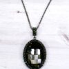 LARGE GRAY CRYSTAL OVAL PENDANT NECKLACE - Image 6