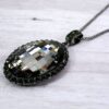LARGE GRAY CRYSTAL OVAL PENDANT NECKLACE - Image 7