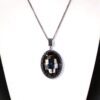 LARGE GRAY CRYSTAL OVAL PENDANT NECKLACE - Image 2