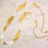 SILVER AND GOLD LONG TEXTURED LINK NECKLACE - Image 3