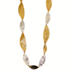 SILVER AND GOLD LONG TEXTURED LINK NECKLACE