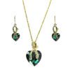 GREEN CRYSTAL HEART NECKLACE AND EARRING SET - Image 4