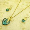 GREEN CRYSTAL HEART NECKLACE AND EARRING SET - Image 5