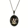 LARGE GRAY CRYSTAL OVAL PENDANT NECKLACE