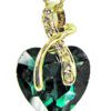GREEN CRYSTAL HEART NECKLACE AND EARRING SET - Image 2