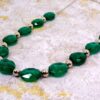 GREEN GLASS & SILVER BEADED NECKLACE - Image 3