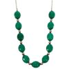 GREEN GLASS & SILVER BEADED NECKLACE