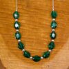 GREEN GLASS & SILVER BEADED NECKLACE - Image 7