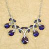 BLUE AND CLEAR CRYSTAL LEAVES NECKLACE - Image 3