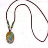 BROWN AND GREEN OVAL STONE PENDANT NECKLACE - Image 3