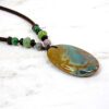 BROWN AND GREEN OVAL STONE PENDANT NECKLACE - Image 5
