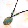 BROWN AND GREEN OVAL STONE PENDANT NECKLACE - Image 8