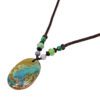 BROWN AND GREEN OVAL STONE PENDANT NECKLACE