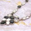 BLACK AND CLEAR CRYSTAL V SHAPE PENDANT NECKLACE - Image 2