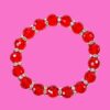 RED GLASS BEADED BRACELET WITH CLEAR CRYSTALS - Image 6