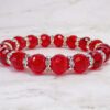 RED GLASS BEADED BRACELET WITH CLEAR CRYSTALS - Image 2