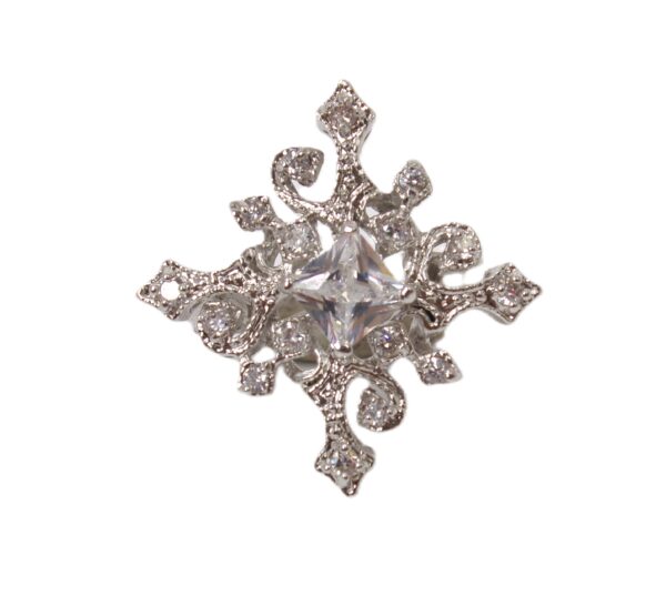 CROSS RING WITH CLEAR CUBIC ZIRCONIA STONES