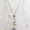 PEARL LARIAT NECKLACE WITH WHITE AND GRAY PEARLS - Image 9
