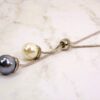 PEARL LARIAT NECKLACE WITH WHITE AND GRAY PEARLS - Image 3