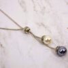 PEARL LARIAT NECKLACE WITH WHITE AND GRAY PEARLS - Image 6