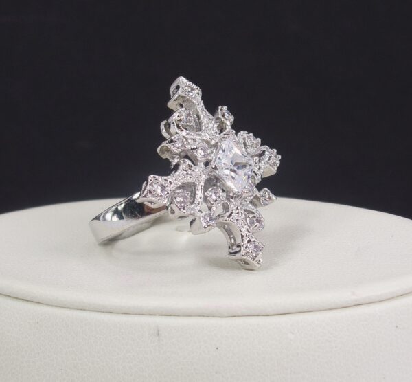 CROSS RING WITH CLEAR CUBIC ZIRCONIA STONES - Image 2